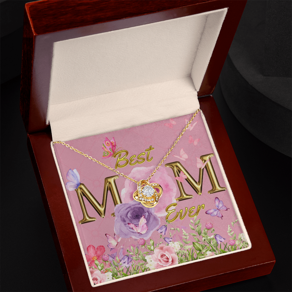 BEST MOM EVER! Beautiful Love Knot Necklace for Mom to wear every day as a reminder of how wonderful she is