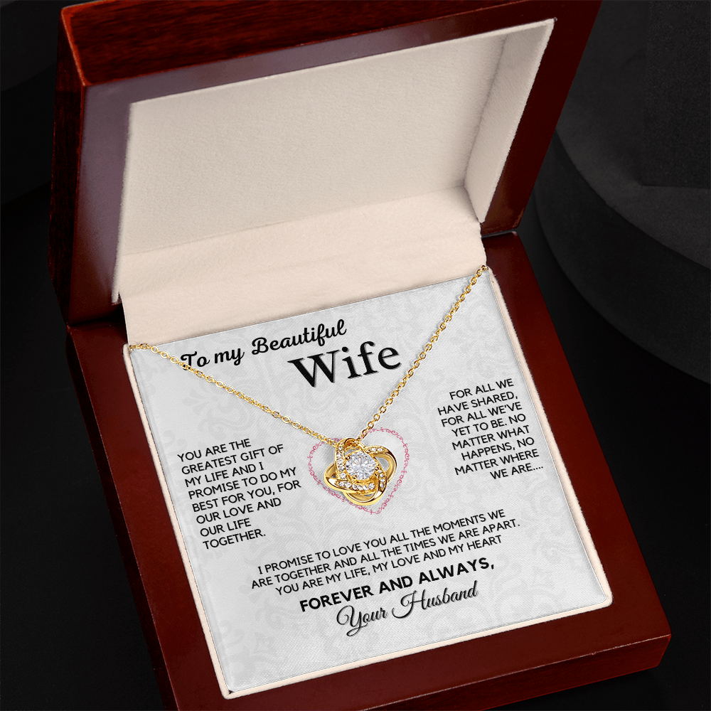 Love Knot Necklace for My Wife – A Symbol of Our Forever Love with Heartfelt Message