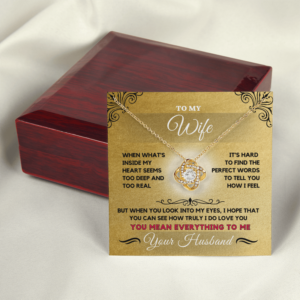 💖 Romantic Love Knot Necklace for your Beautiful Wife- when you can't find the words, look into her eyes