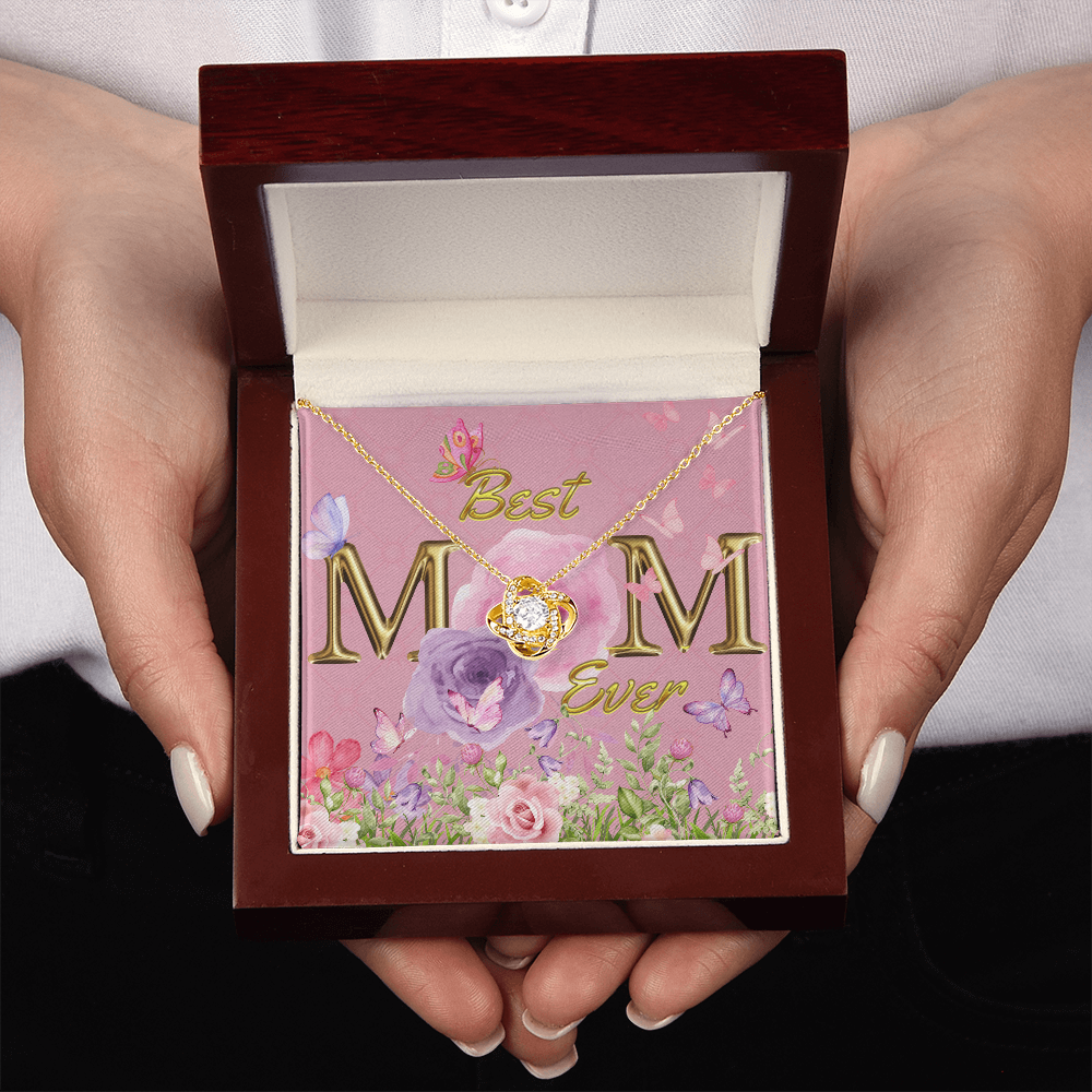 BEST MOM EVER! Beautiful Love Knot Necklace for Mom to wear every day as a reminder of how wonderful she is
