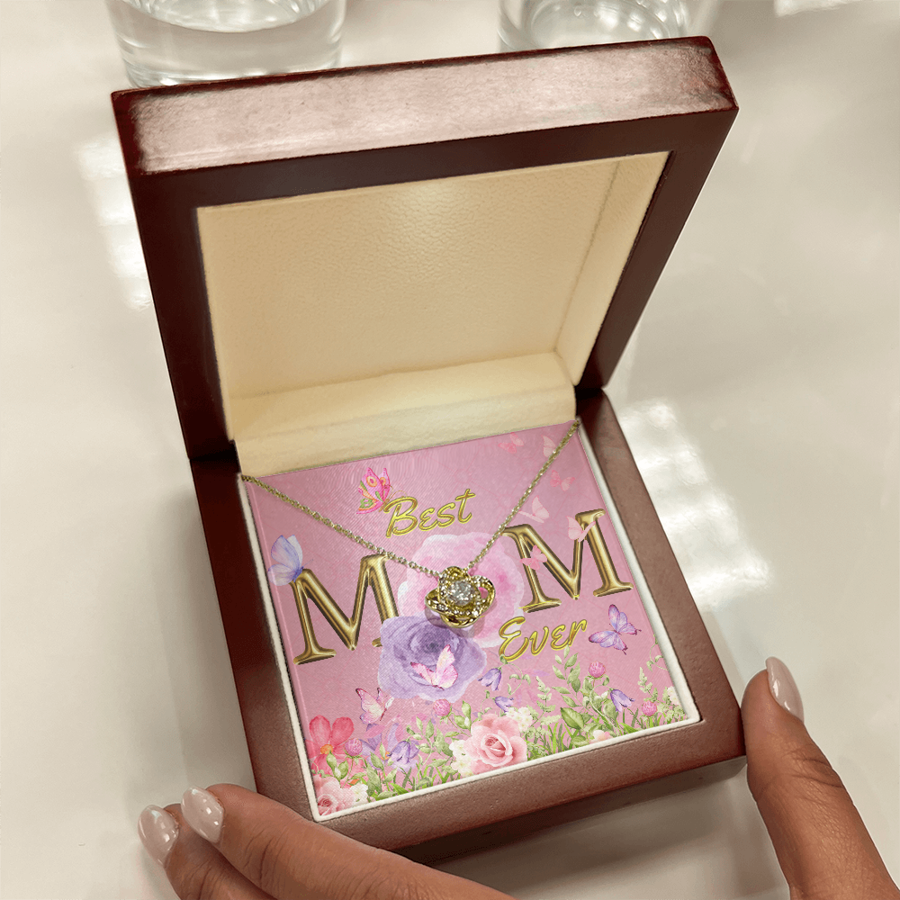 BEST MOM EVER! Beautiful Love Knot Necklace for Mom to wear every day as a reminder of how wonderful she is