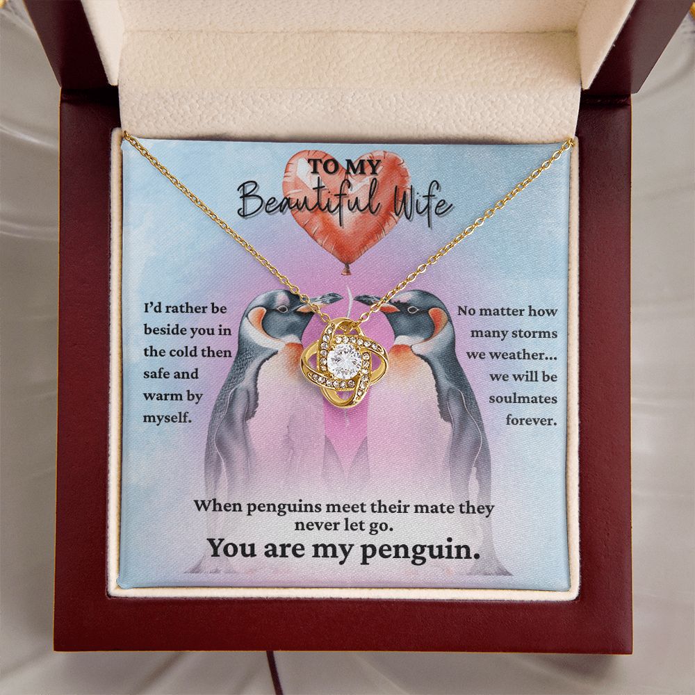 Love Knot Necklace for your Wife-She's your forever penguin