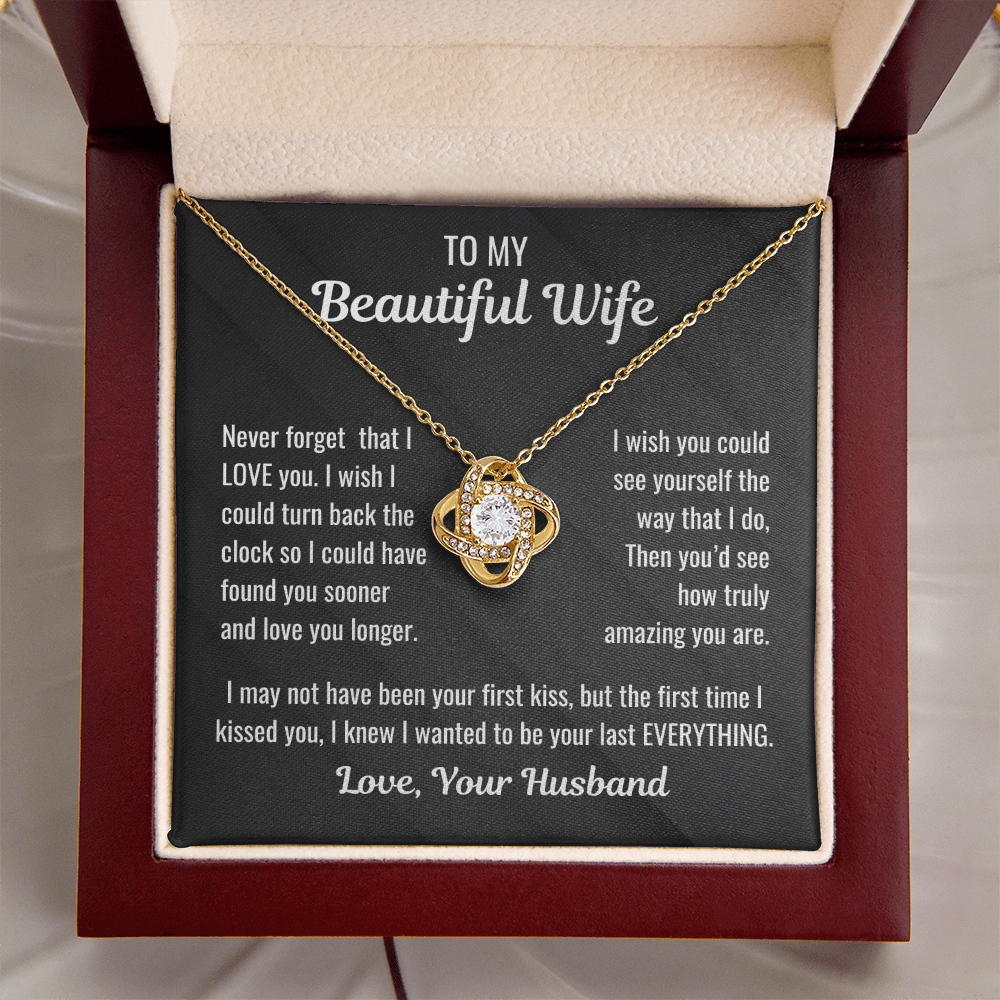 Elegant Love Knot Pendant with Touching Message Card from Husband-for your beautiful wife