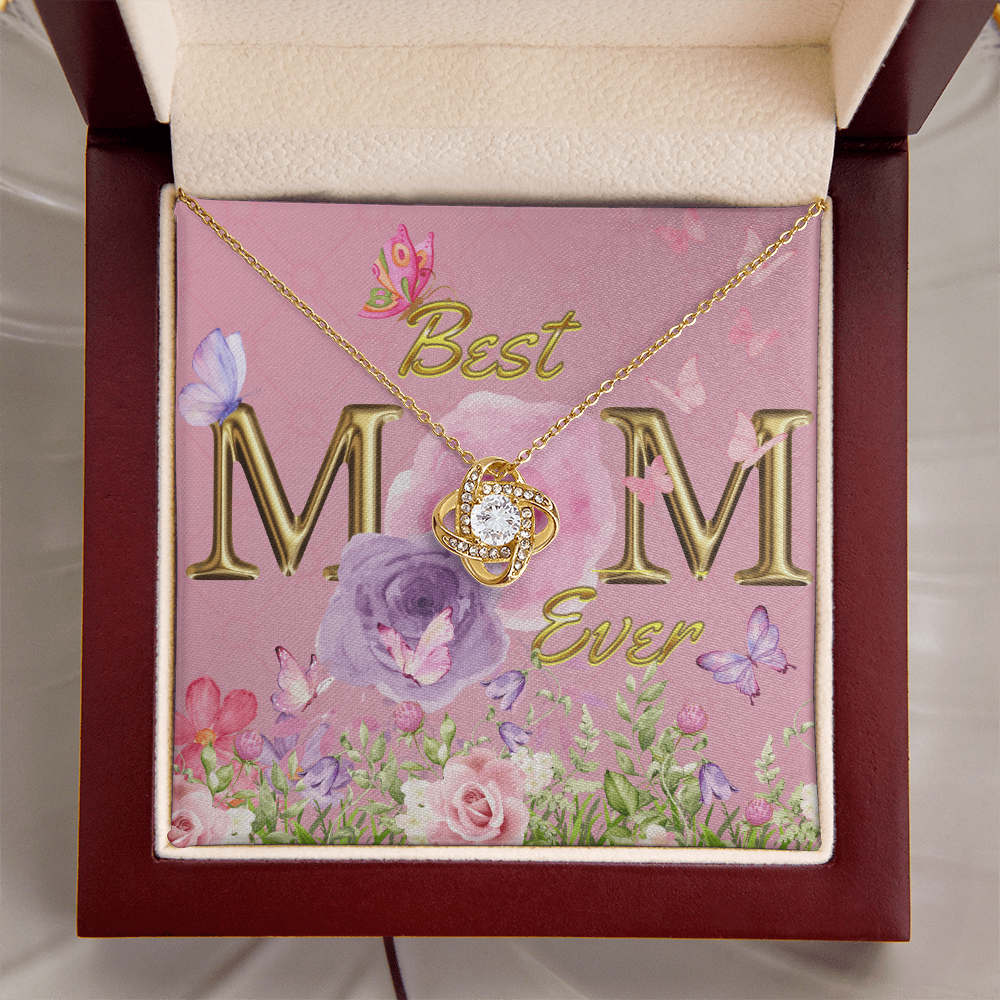 BEST MOM EVER! Beautiful Love Knot Necklace for Mom to wear every day as a reminder of how wonderful she is