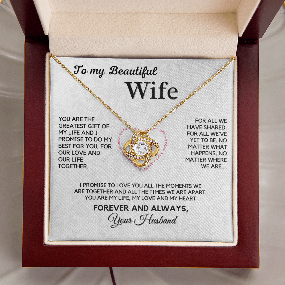 Love Knot Necklace for My Wife – A Symbol of Our Forever Love with Heartfelt Message