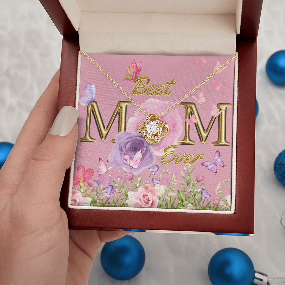 BEST MOM EVER! Beautiful Love Knot Necklace for Mom to wear every day as a reminder of how wonderful she is