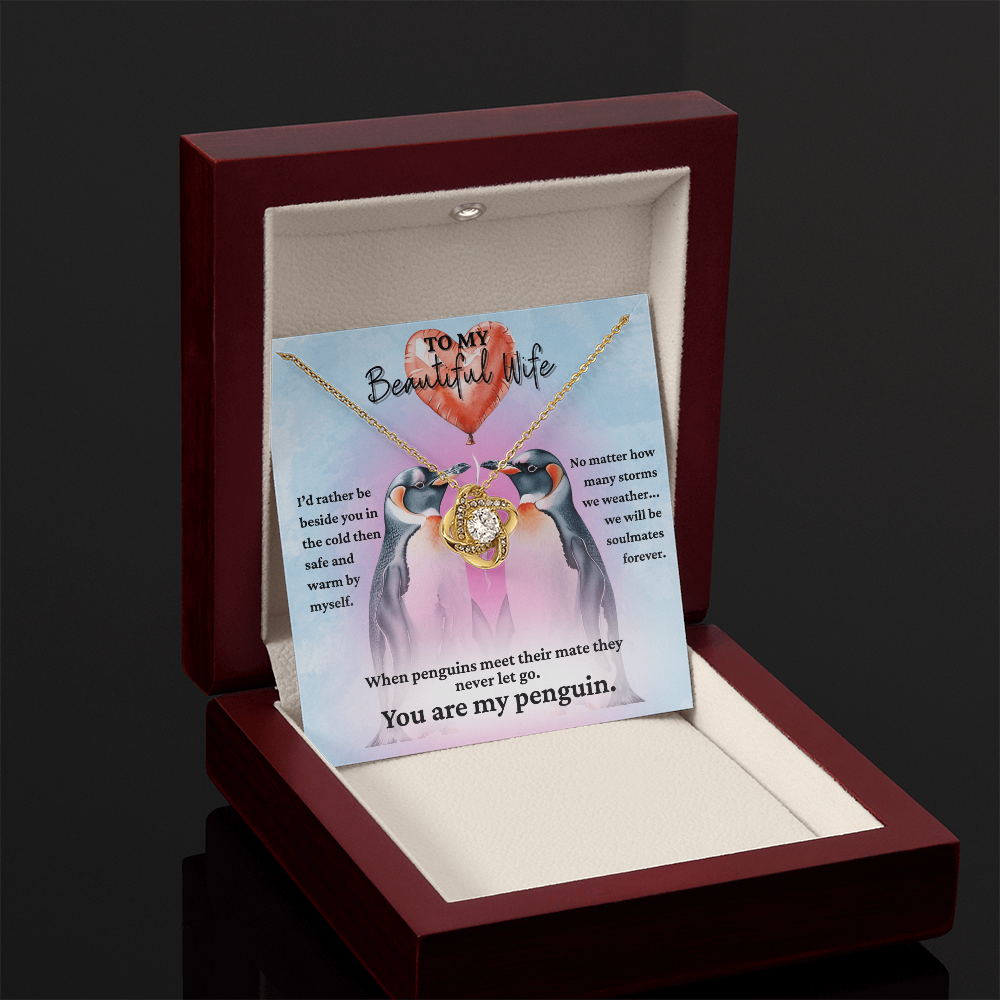 Love Knot Necklace for your Wife-She's your forever penguin