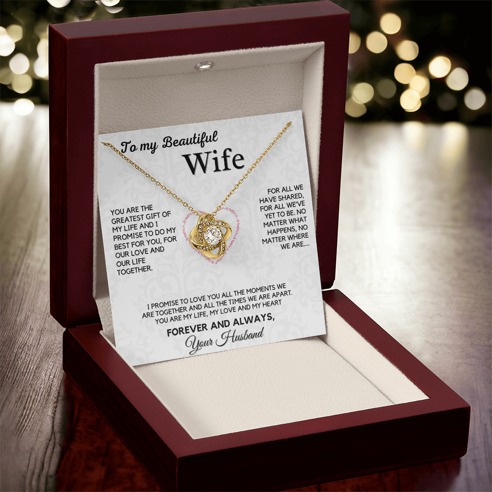 Love Knot Necklace for My Wife – A Symbol of Our Forever Love with Heartfelt Message