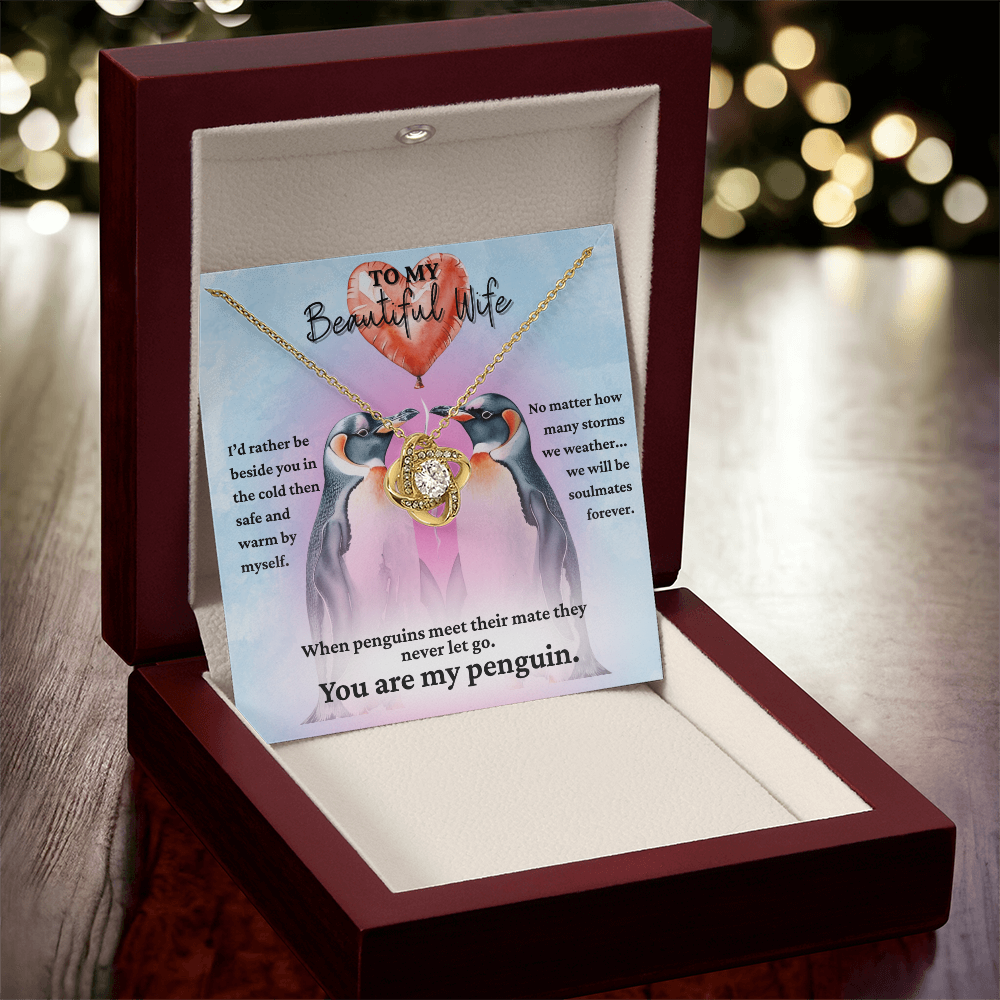 Love Knot Necklace for your Wife-She's your forever penguin
