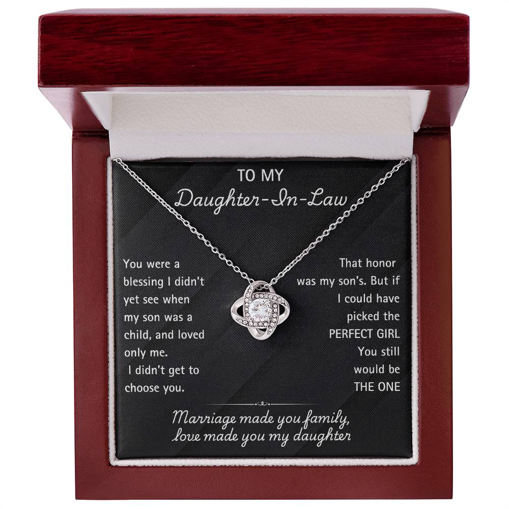 Elegant Daughter-in-Law Necklace with Heartfelt Message – Perfect Jewelry gift . Marriage made you family, Love made you my daughter.