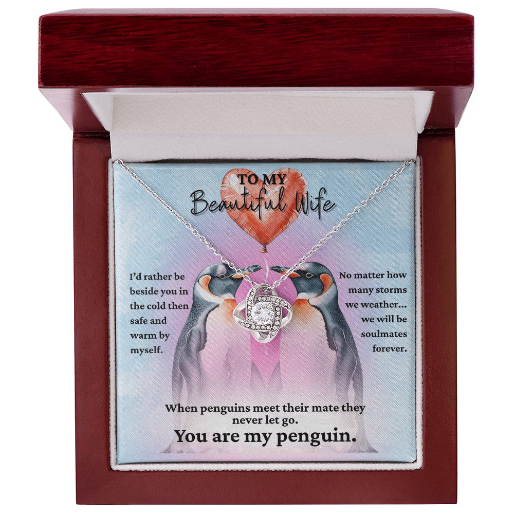 Love Knot Necklace for your Wife-She's your forever penguin