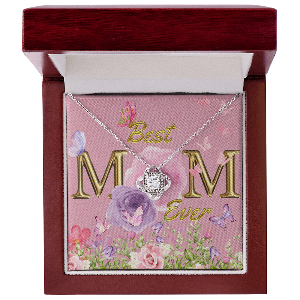 BEST MOM EVER! Beautiful Love Knot Necklace for Mom to wear every day as a reminder of how wonderful she is