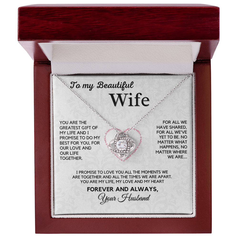 Love Knot Necklace for My Wife – A Symbol of Our Forever Love with Heartfelt Message