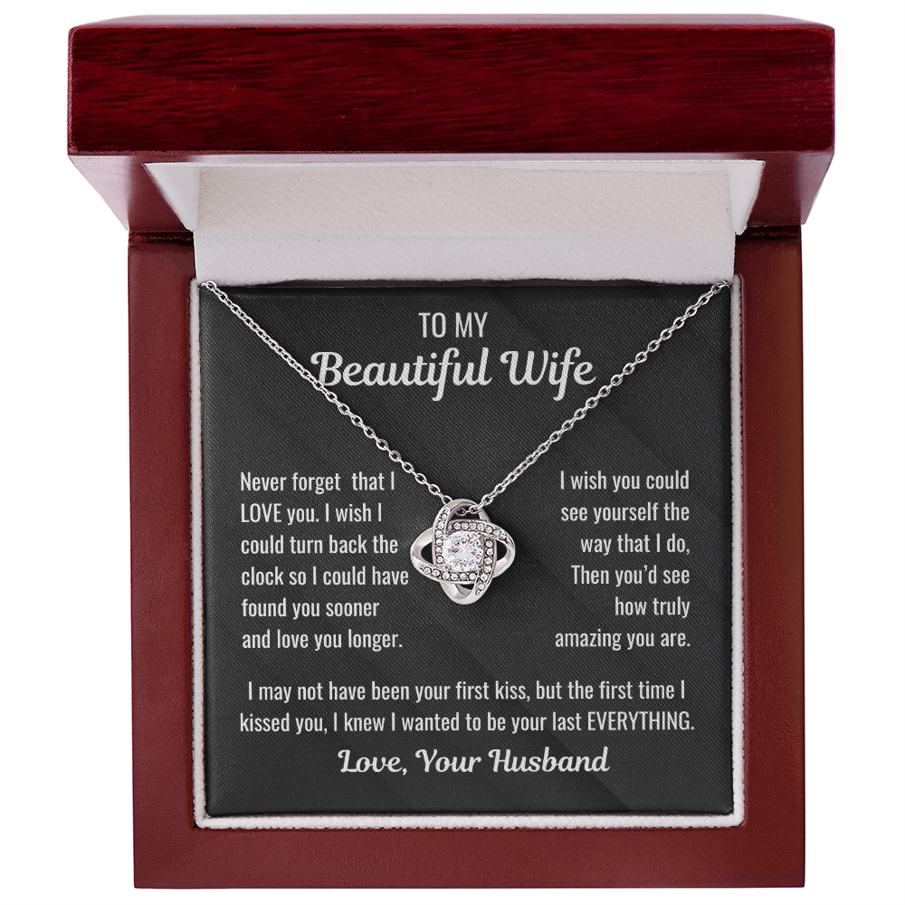 Elegant Love Knot Pendant with Touching Message Card from Husband-for your beautiful wife
