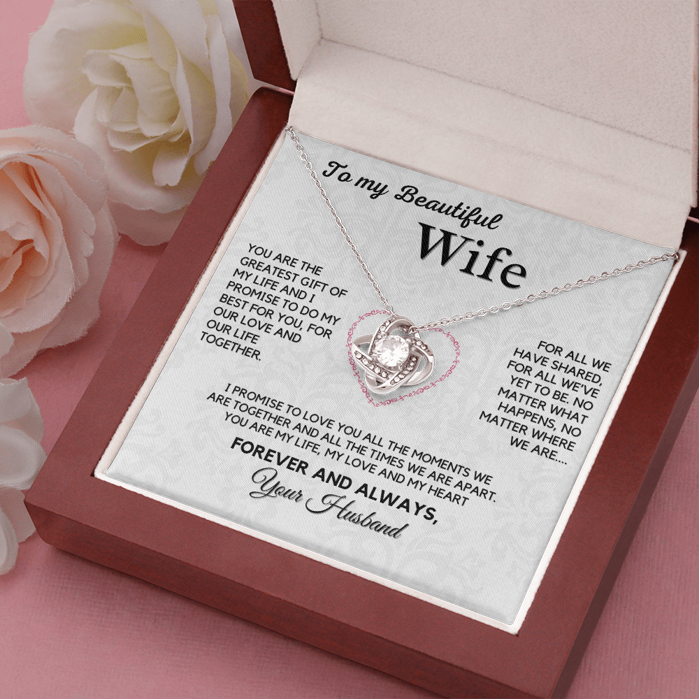 Love Knot Necklace for My Wife – A Symbol of Our Forever Love with Heartfelt Message