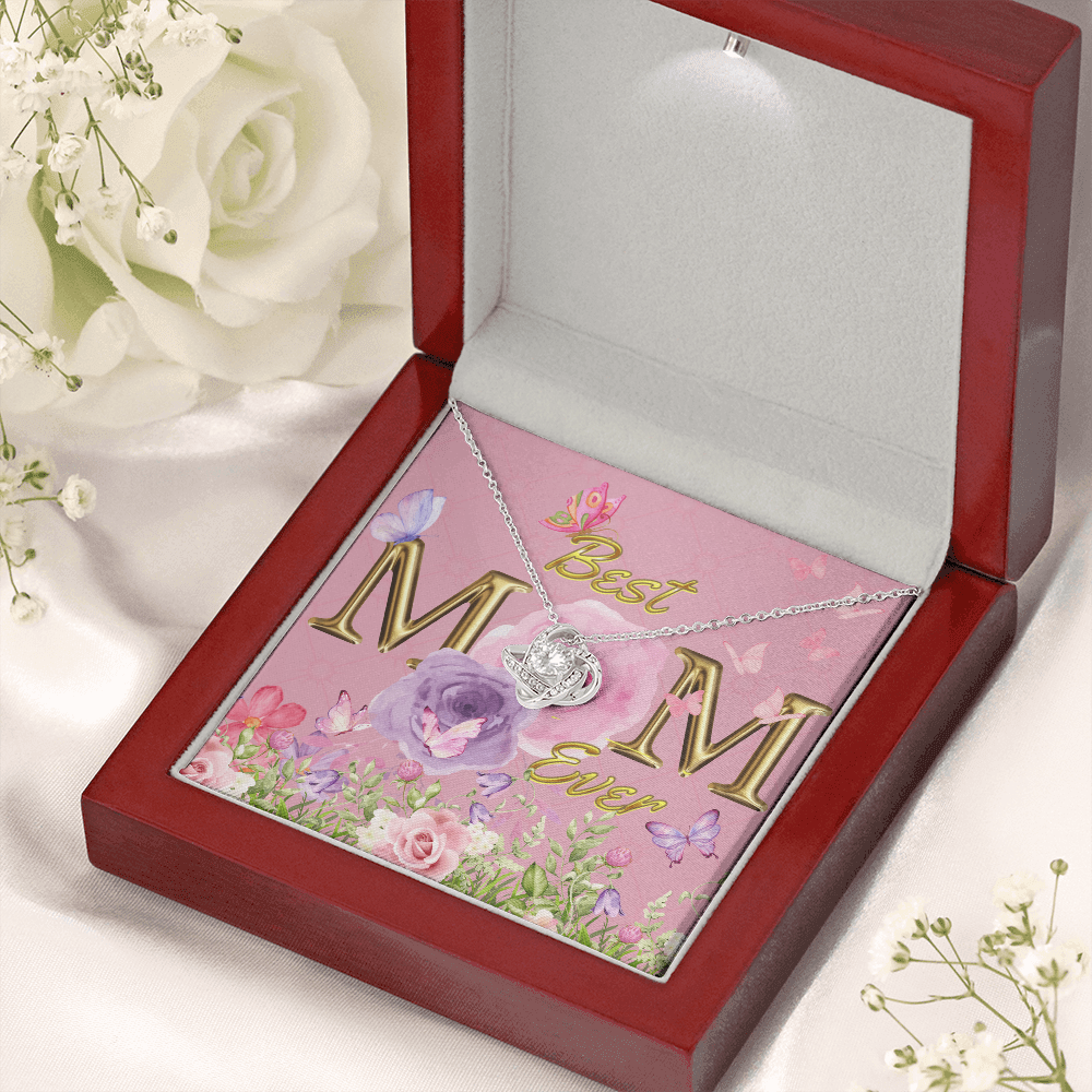 BEST MOM EVER! Beautiful Love Knot Necklace for Mom to wear every day as a reminder of how wonderful she is