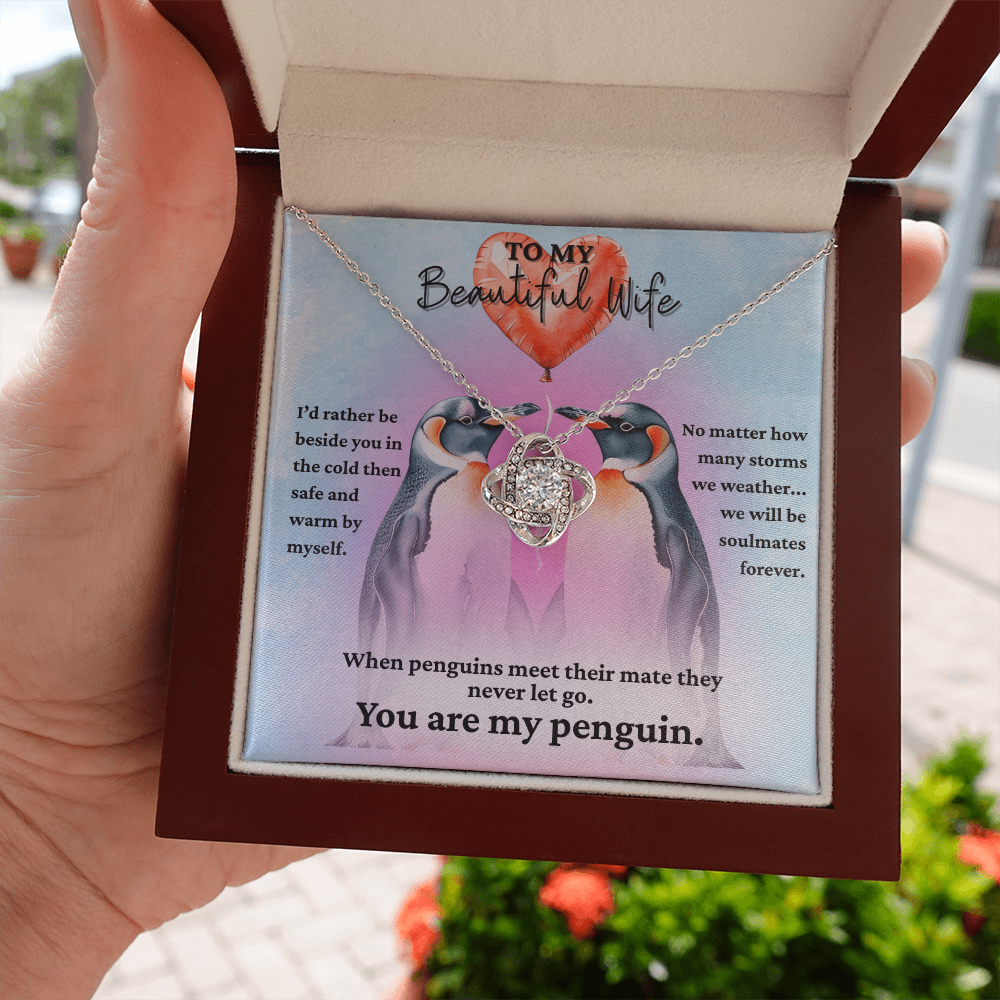 Love Knot Necklace for your Wife-She's your forever penguin
