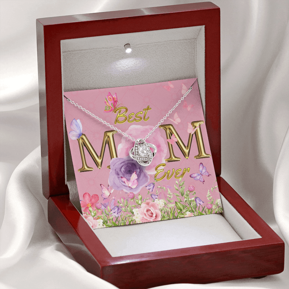 BEST MOM EVER! Beautiful Love Knot Necklace for Mom to wear every day as a reminder of how wonderful she is