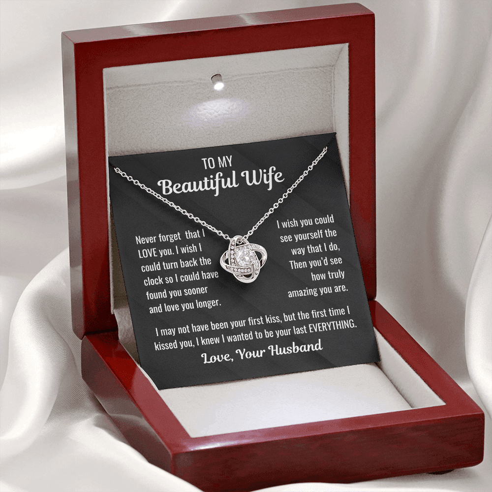 Elegant Love Knot Pendant with Touching Message Card from Husband-for your beautiful wife