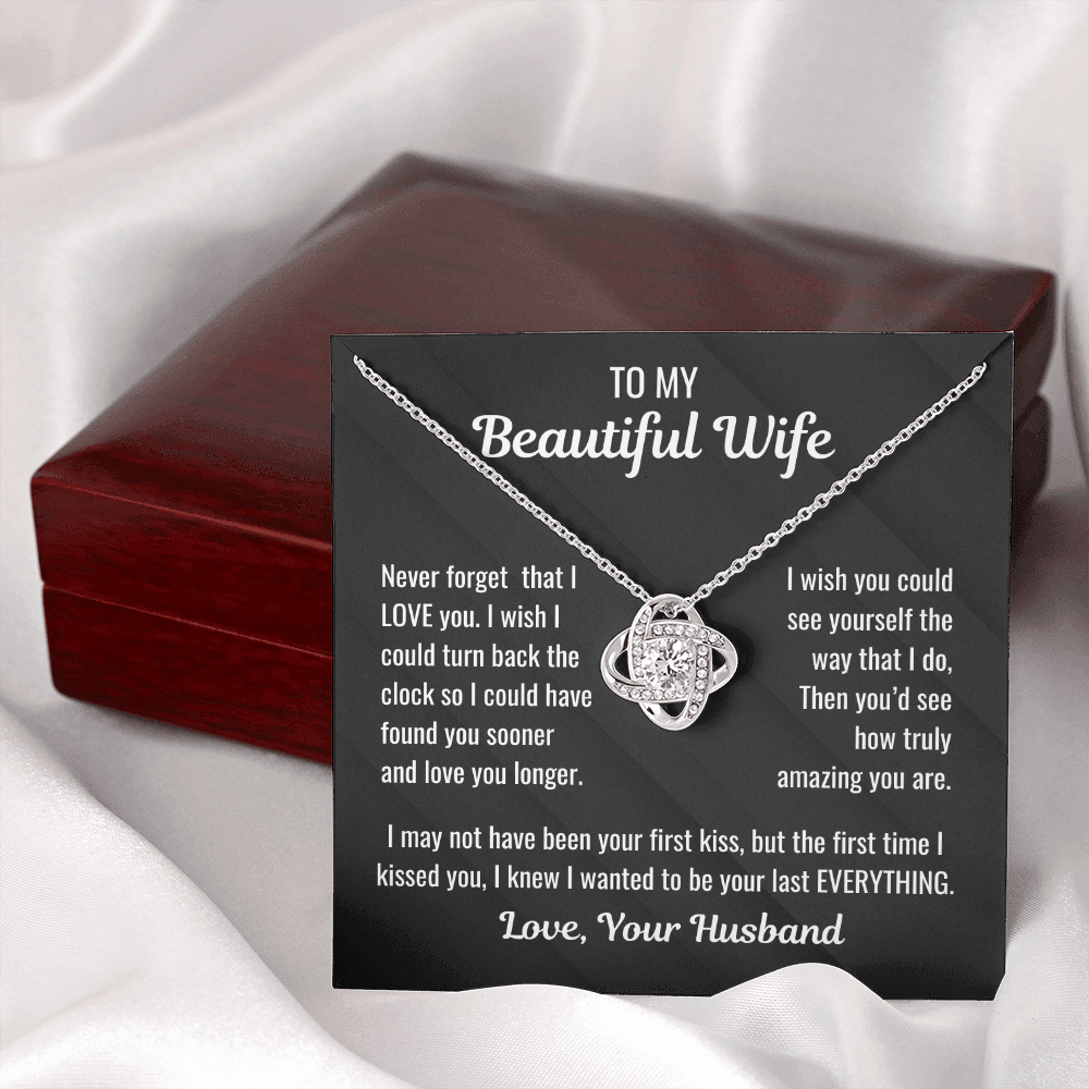 Elegant Love Knot Pendant with Touching Message Card from Husband-for your beautiful wife