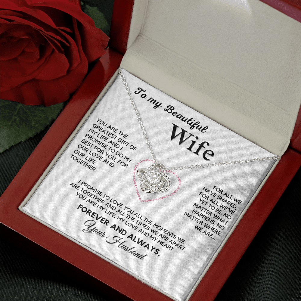 Love Knot Necklace for My Wife – A Symbol of Our Forever Love with Heartfelt Message