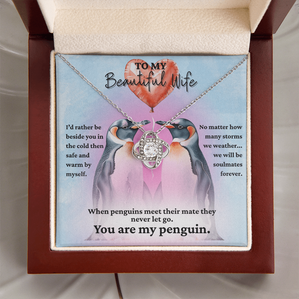 Love Knot Necklace for your Wife-She's your forever penguin