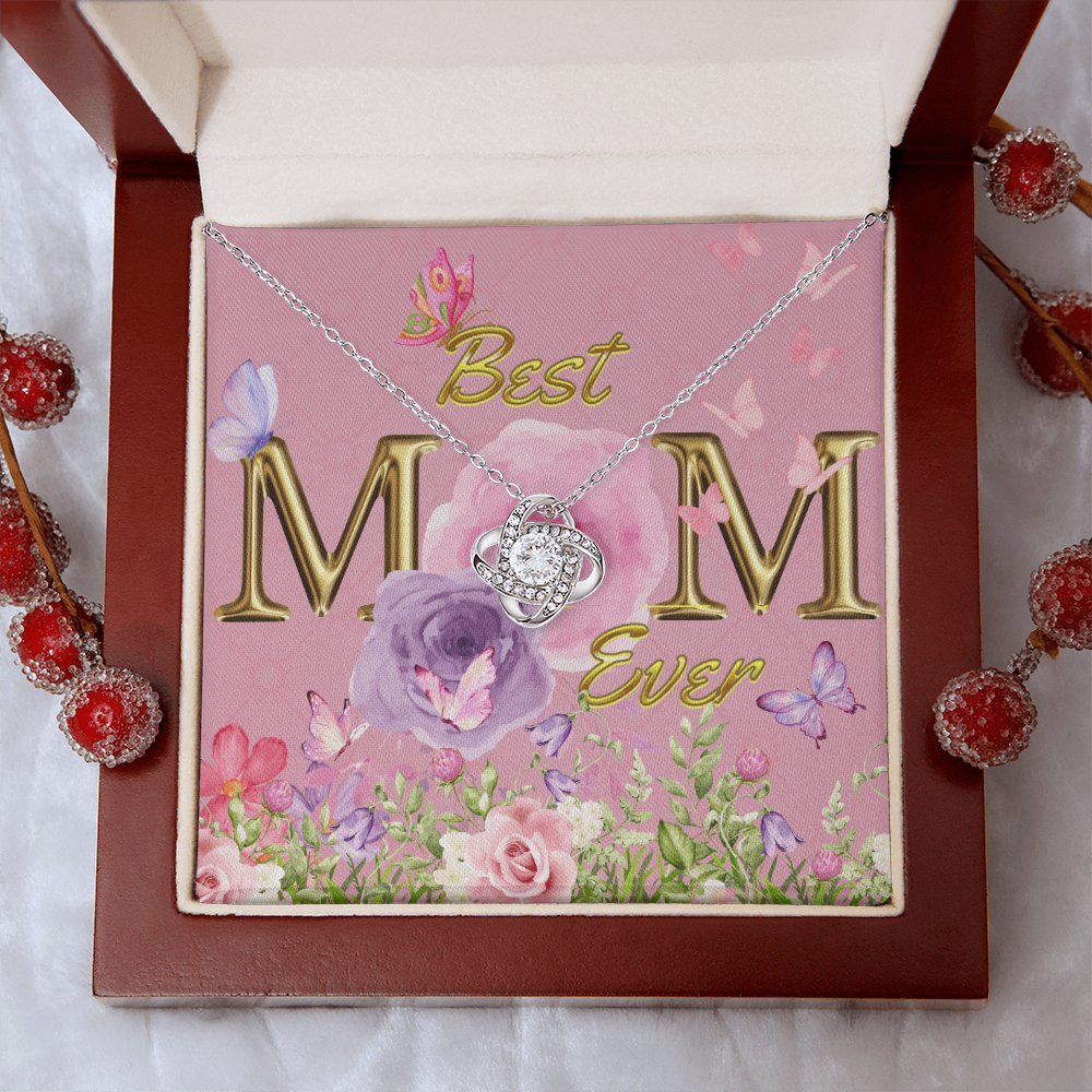 BEST MOM EVER! Beautiful Love Knot Necklace for Mom to wear every day as a reminder of how wonderful she is