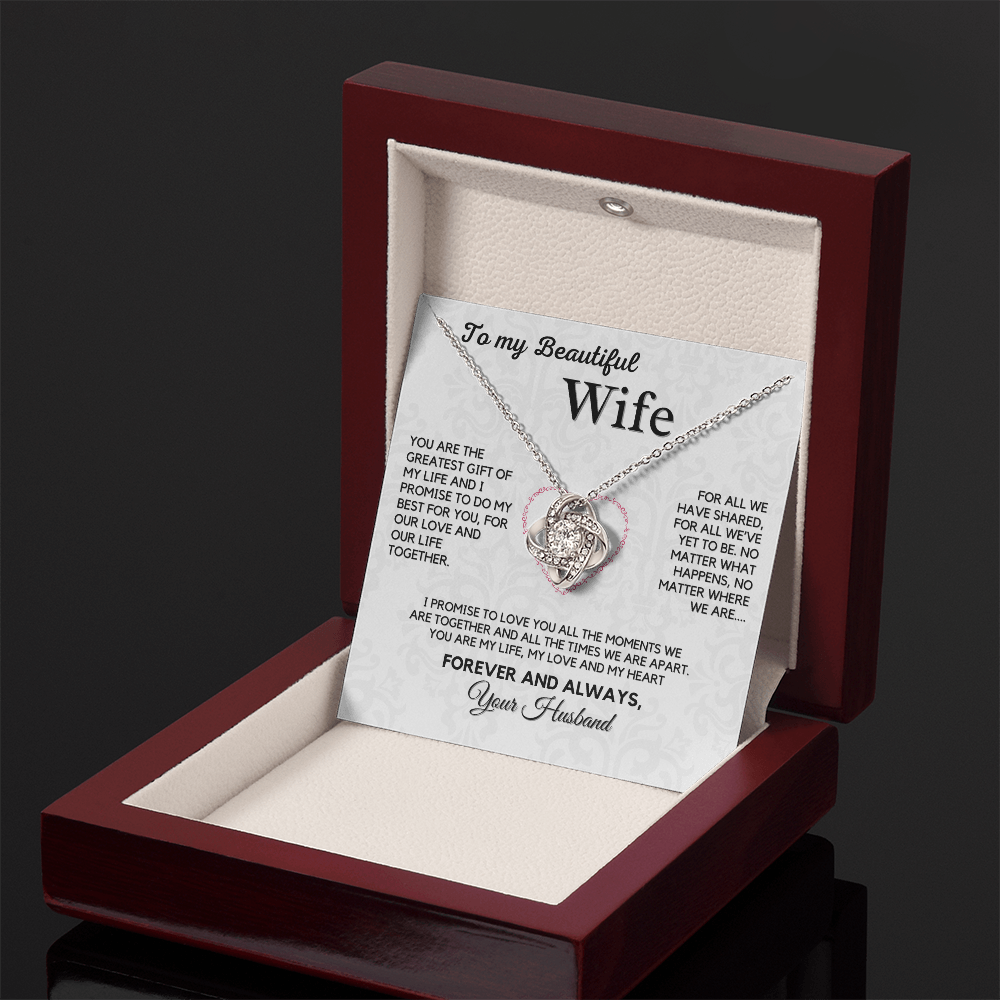 Love Knot Necklace for My Wife – A Symbol of Our Forever Love with Heartfelt Message