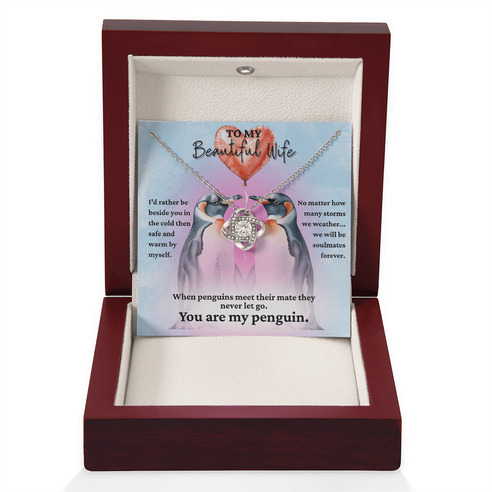 Love Knot Necklace for your Wife-She's your forever penguin