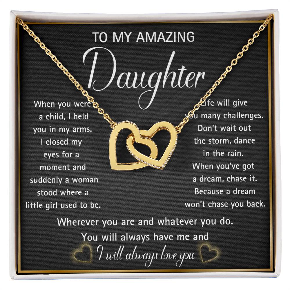 Interlocking hearts necklace for your Amazing Daughter