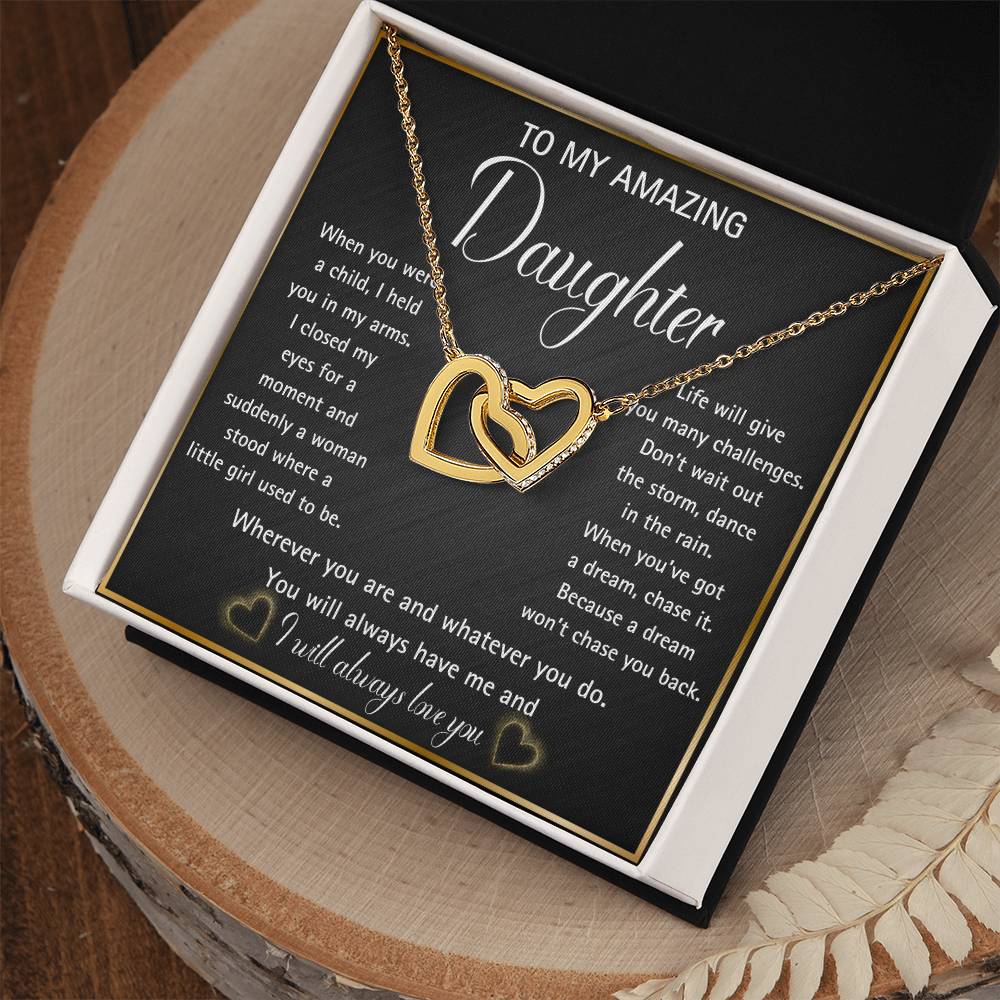 Interlocking hearts necklace for your Amazing Daughter