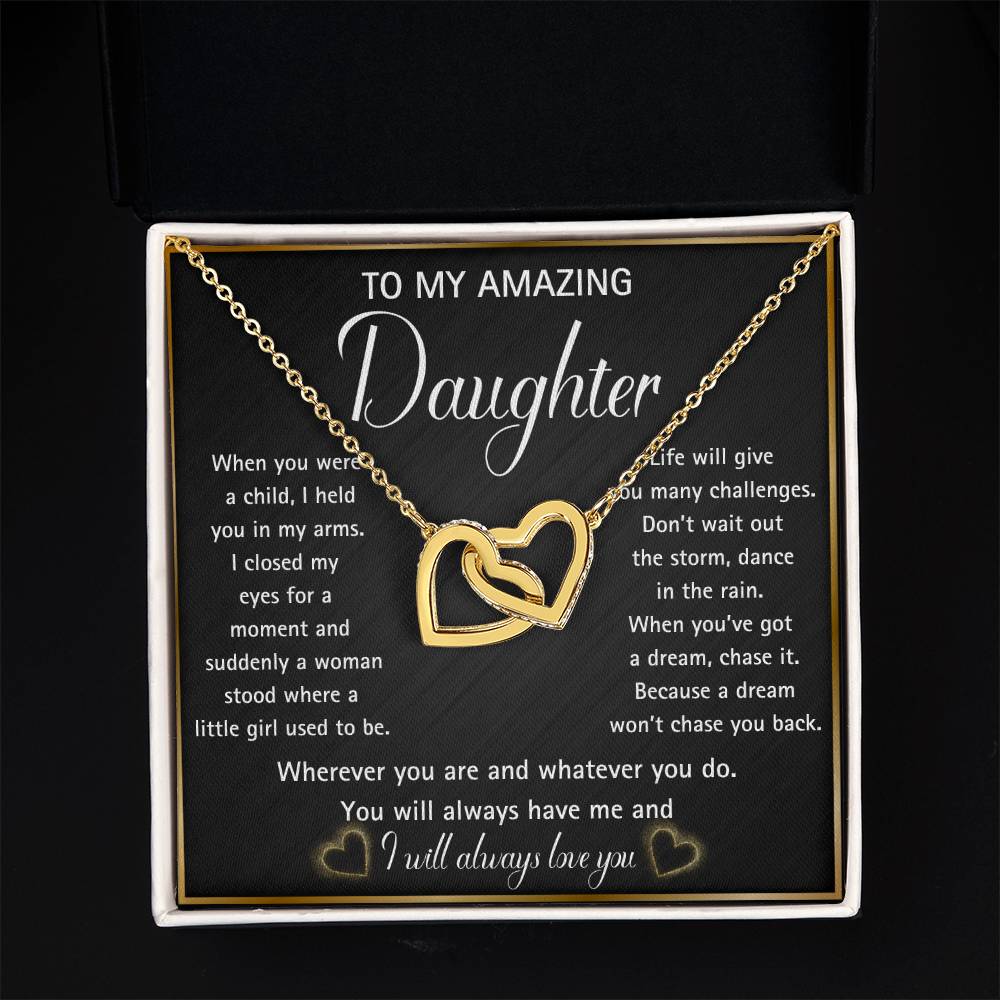 Interlocking hearts necklace for your Amazing Daughter