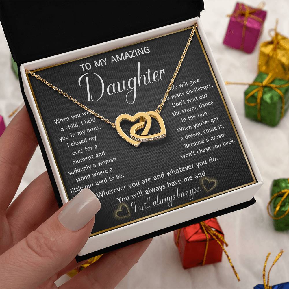 Interlocking hearts necklace for your Amazing Daughter