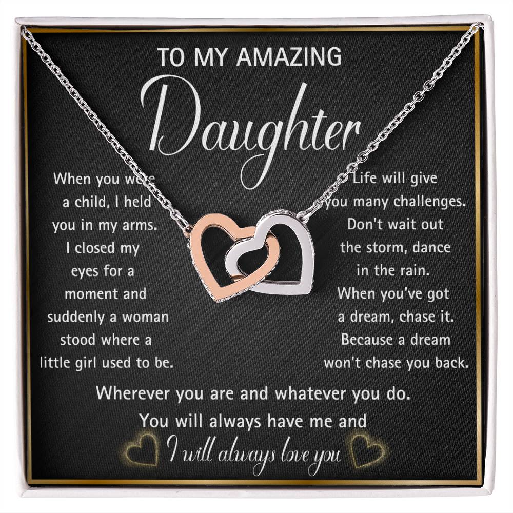 Interlocking hearts necklace for your Amazing Daughter