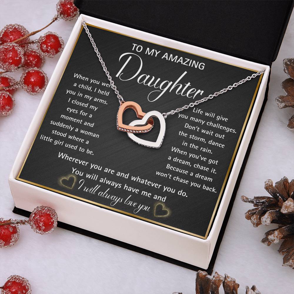 Interlocking hearts necklace for your Amazing Daughter