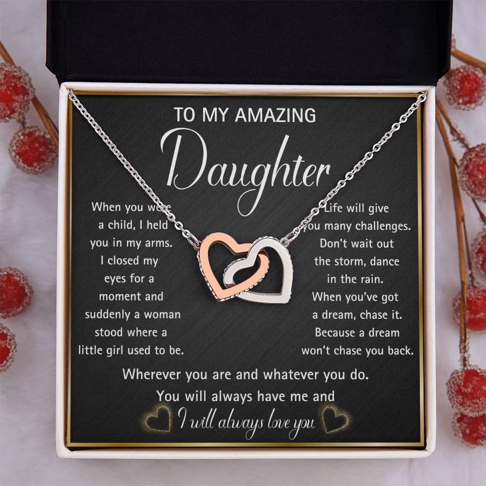 Interlocking hearts necklace for your Amazing Daughter