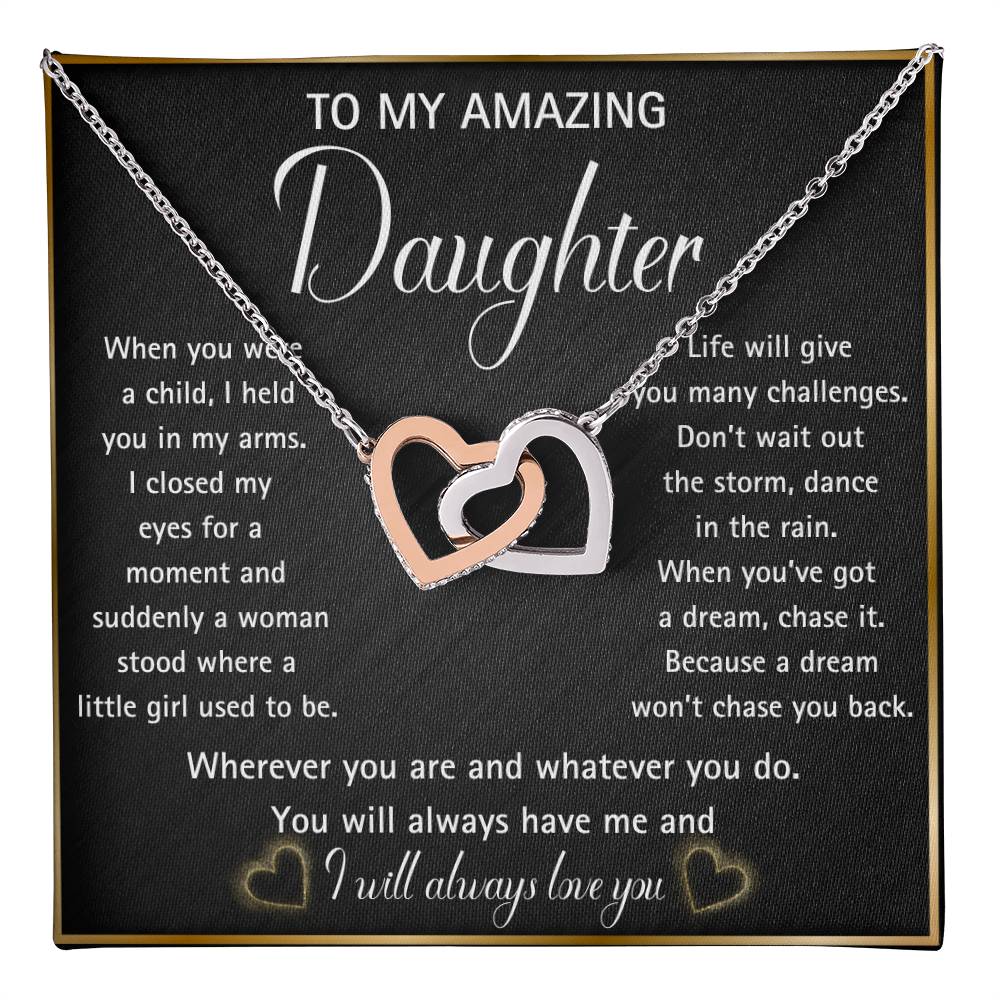 Interlocking hearts necklace for your Amazing Daughter