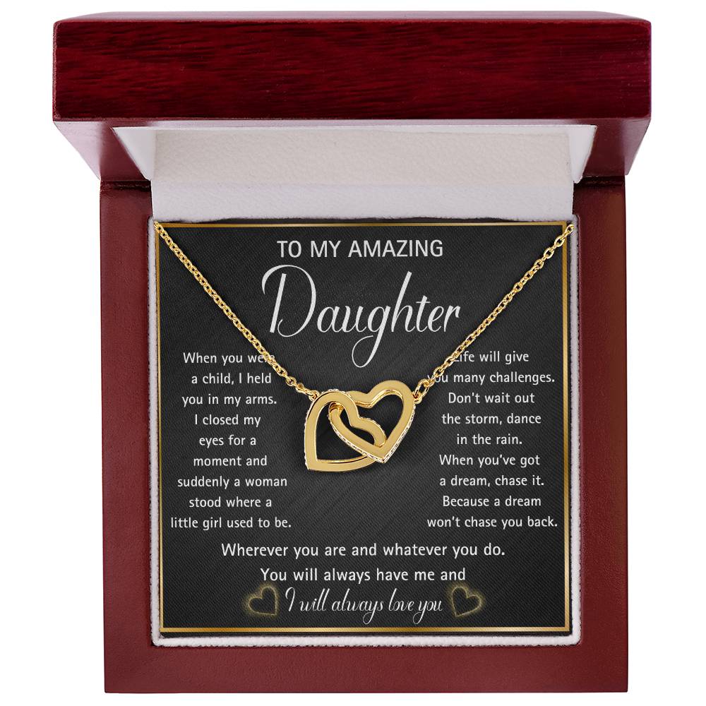 Interlocking hearts necklace for your Amazing Daughter