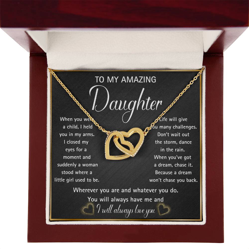 Interlocking hearts necklace for your Amazing Daughter