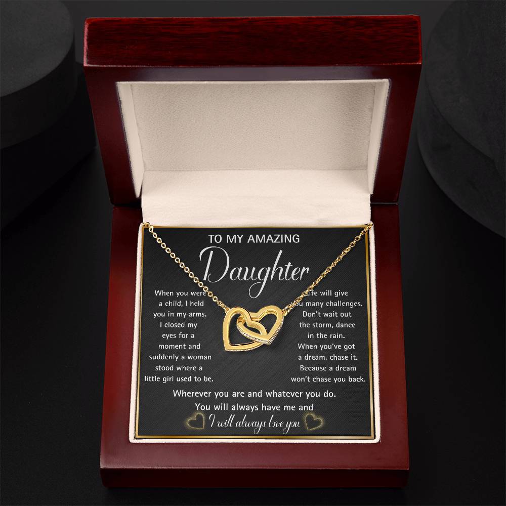 Interlocking hearts necklace for your Amazing Daughter