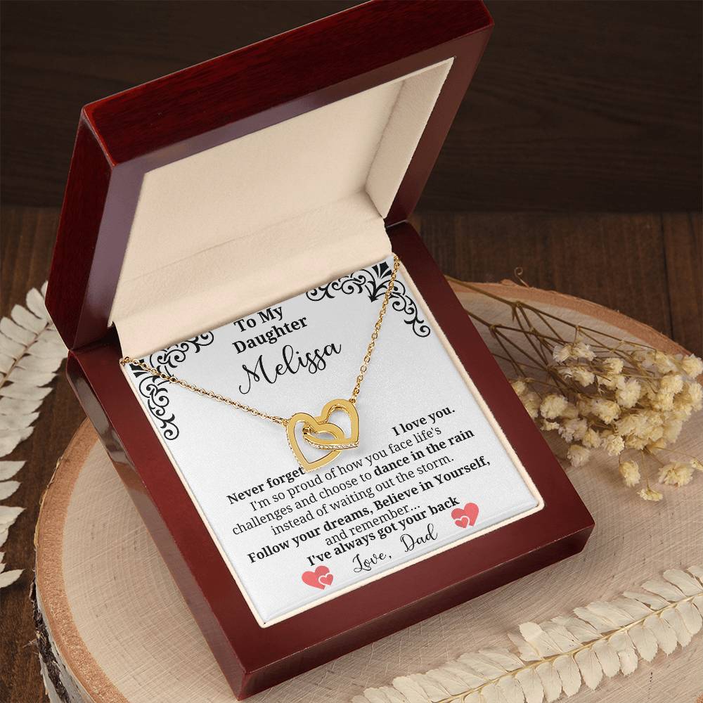 Sweet sentimental heart necklace with personalized message card for your daughter