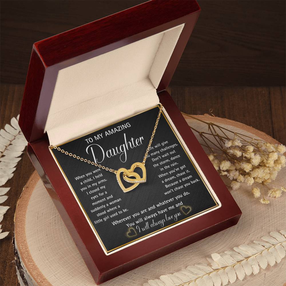 Interlocking hearts necklace for your Amazing Daughter