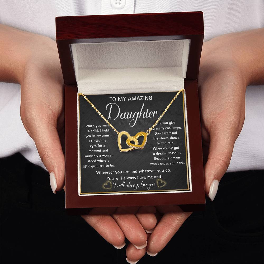 Interlocking hearts necklace for your Amazing Daughter
