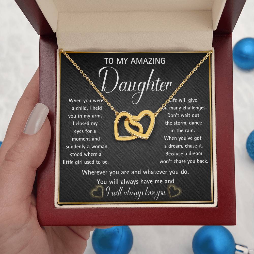 Interlocking hearts necklace for your Amazing Daughter