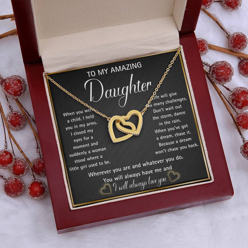 Interlocking hearts necklace for your Amazing Daughter