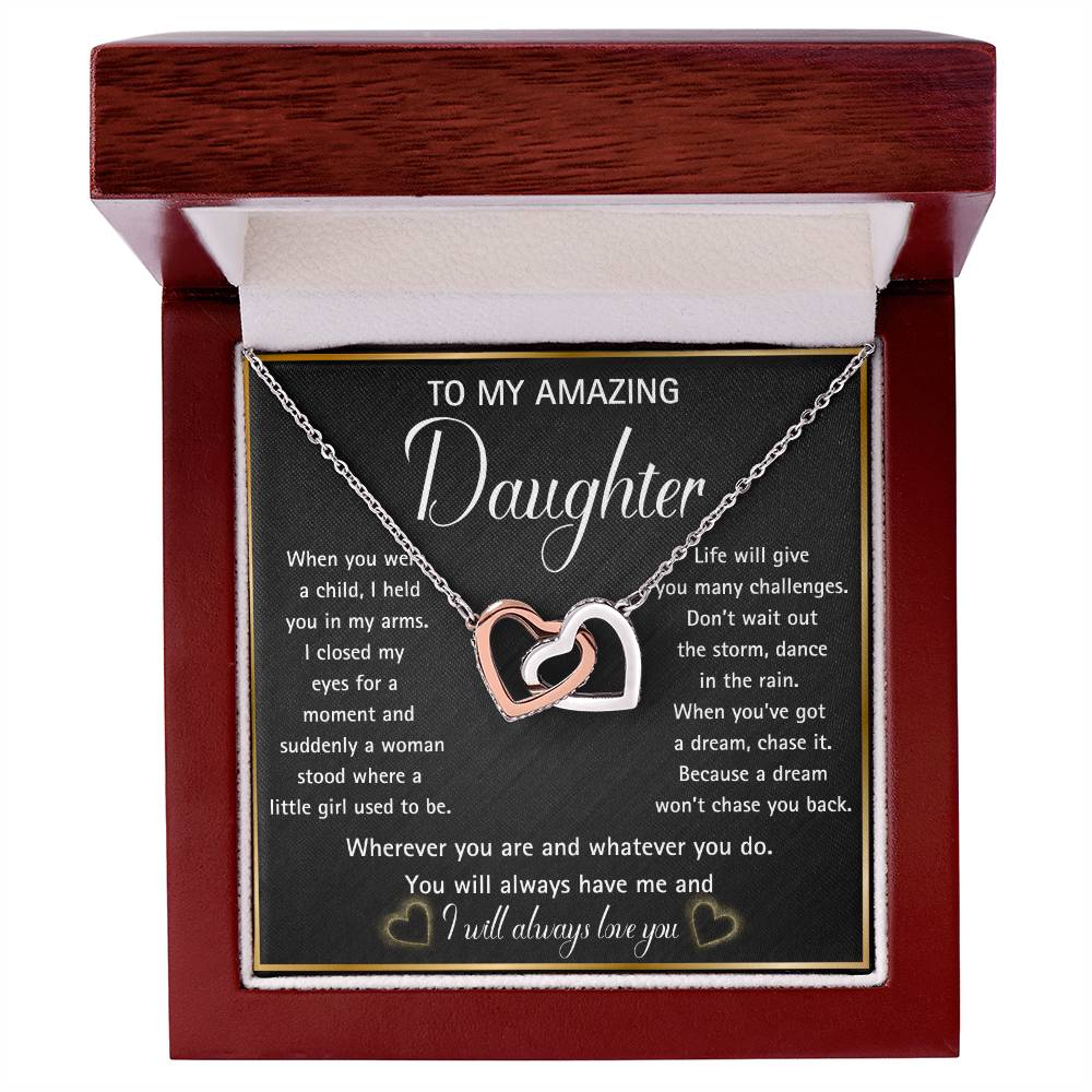 Interlocking hearts necklace for your Amazing Daughter