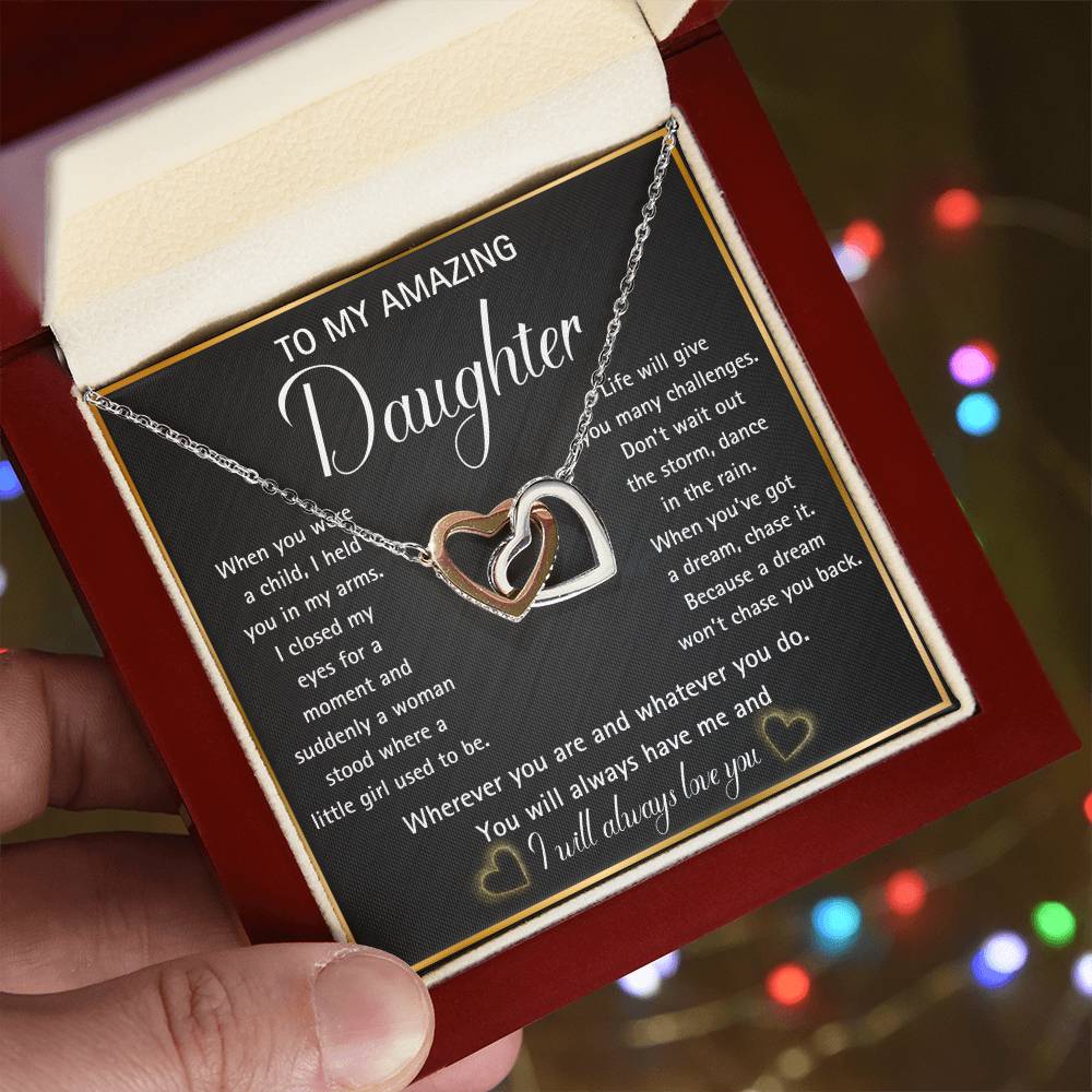 Interlocking hearts necklace for your Amazing Daughter