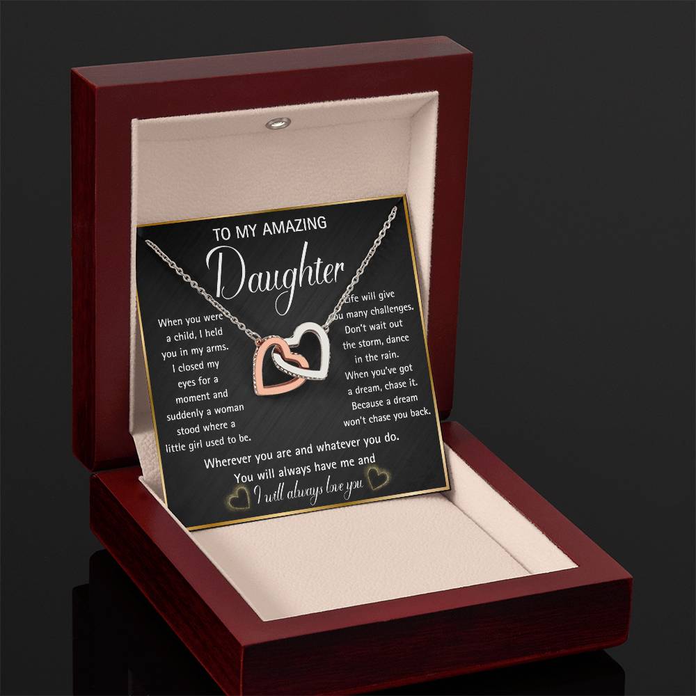 Interlocking hearts necklace for your Amazing Daughter