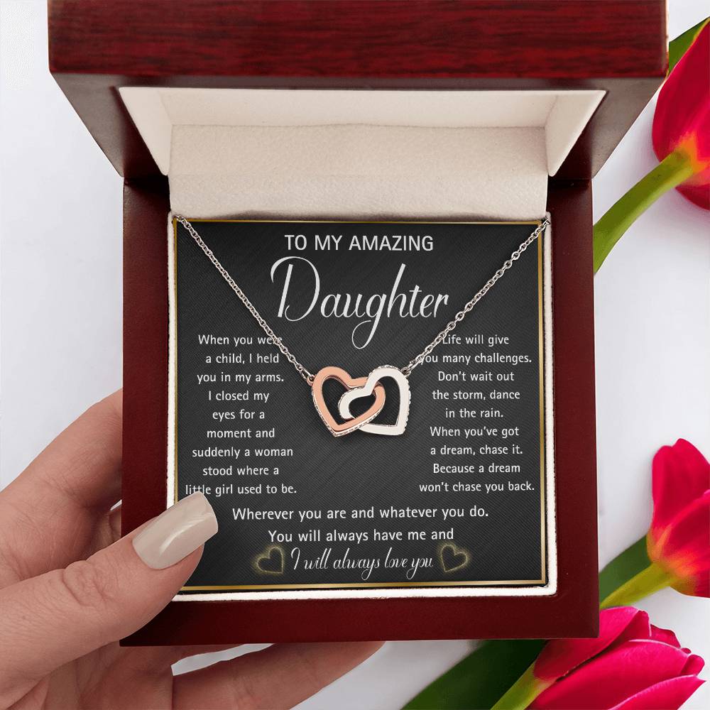 Interlocking hearts necklace for your Amazing Daughter