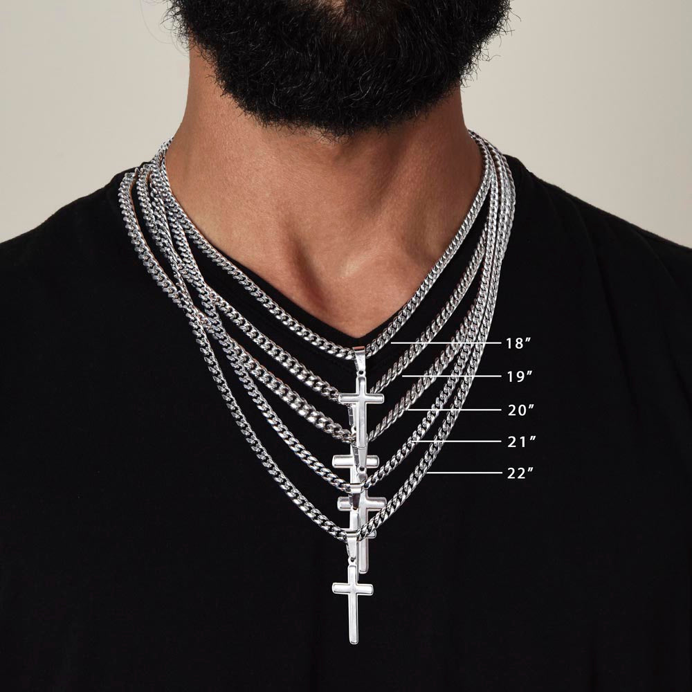 Cuban Chain with Artisan Cross Necklace – A Gift of Strength and Love for Your Son